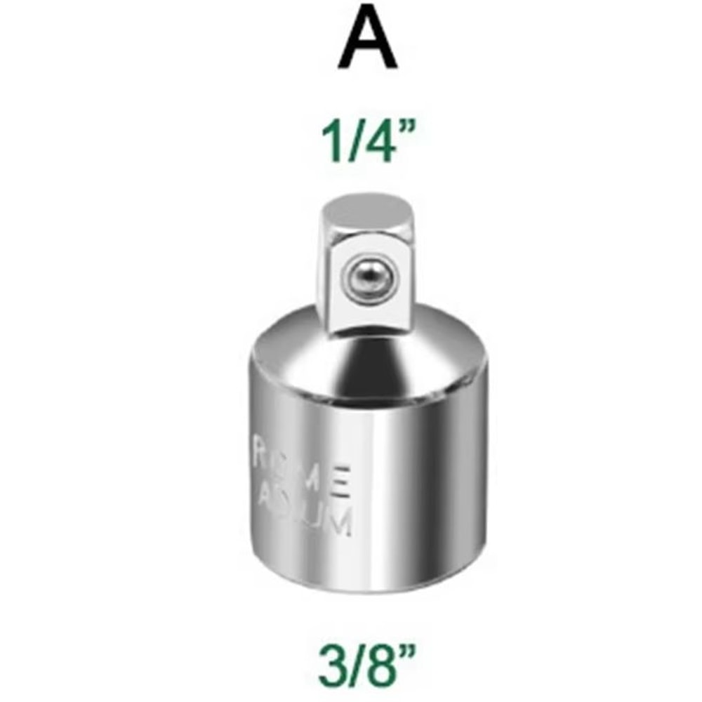 CRV Chrome Vanadium Steel Socket Adapter Set 12 To 38 To 14 Ratchet Wrench Converter 7