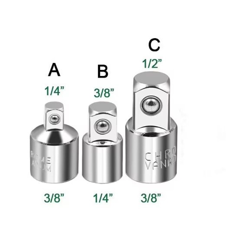 CRV Chrome Vanadium Steel Socket Adapter Set 12 To 38 To 14 Ratchet Wrench Converter 13