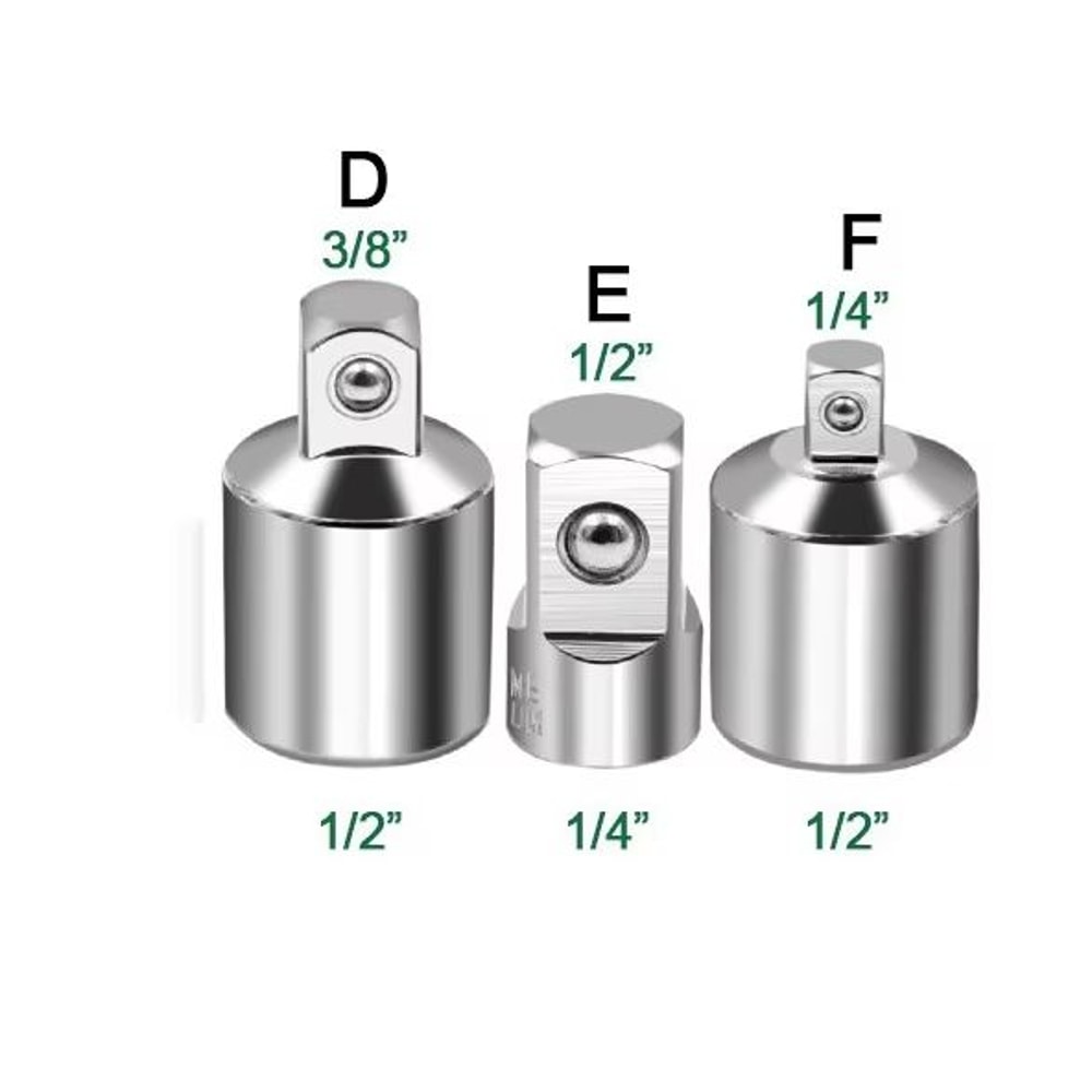 CRV Chrome Vanadium Steel Socket Adapter Set 12 To 38 To 14 Ratchet Wrench Converter 14