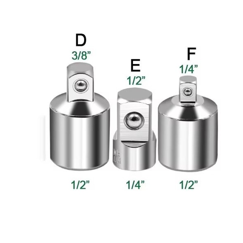 CRV Chrome Vanadium Steel Socket Adapter Set 12 To 38 To 14 Ratchet Wrench Converter 14