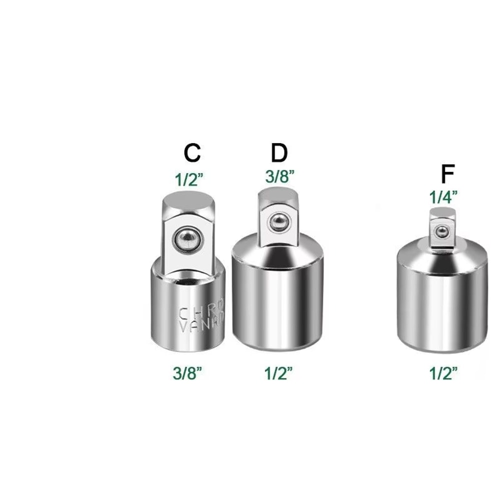 CRV Chrome Vanadium Steel Socket Adapter Set 12 To 38 To 14 Ratchet Wrench Converter 16