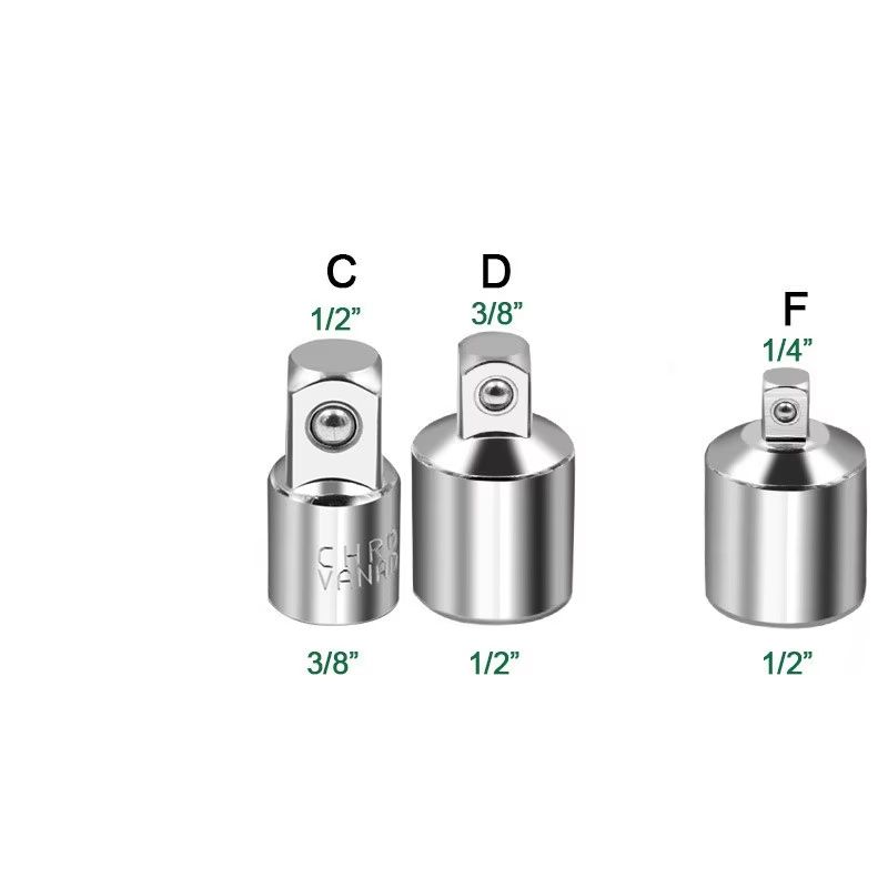 CRV Chrome Vanadium Steel Socket Adapter Set 12 To 38 To 14 Ratchet Wrench Converter 16