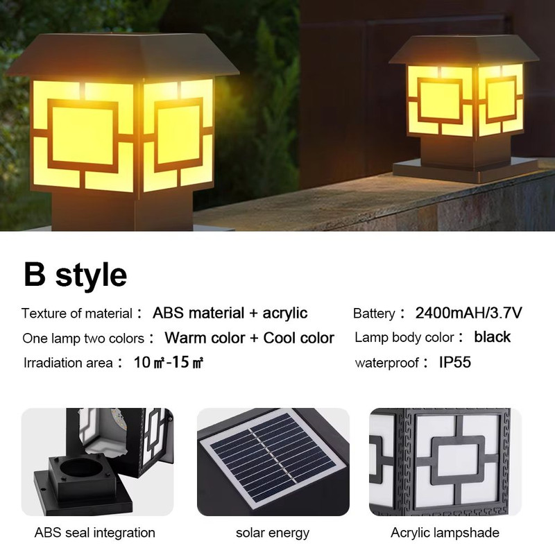 SolarGlow Outdoor Post Lights  Solar Powered Fence Cap Lights With Dual Color Modes  High Brightnes 4