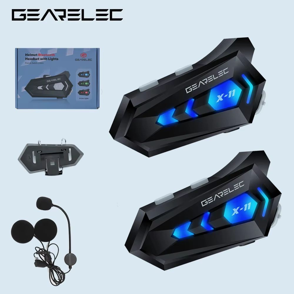 GEARELEC X11 Bluetooth Motorcycle Helmet Headset Waterproof NoiseCancelling TriColor Light 300m I 7
