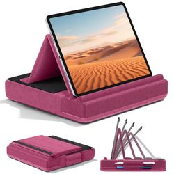 comfyview upgraded tablet pillow stand – multi-angle ipad holder with stylus dock for lap, bed & desk
