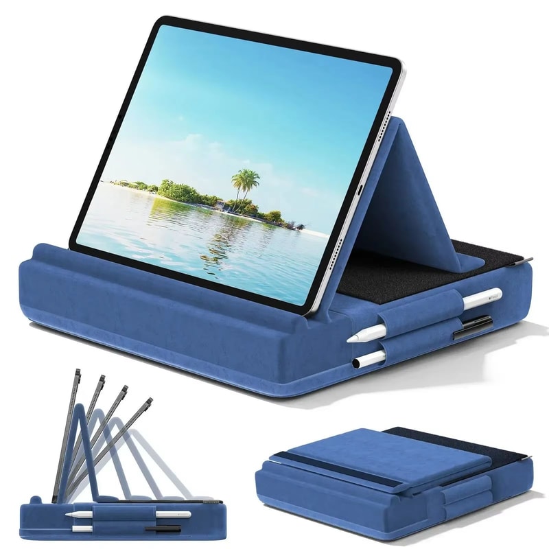ComfyView Upgraded Tablet Pillow Stand MultiAngle IPad Holder With Stylus Dock For Lap Bed Desk 6