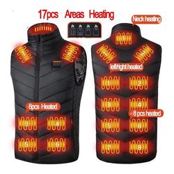 usb infrared 17-zone heated vest – men's electric winter warming jacket for outdoor sports & hiking