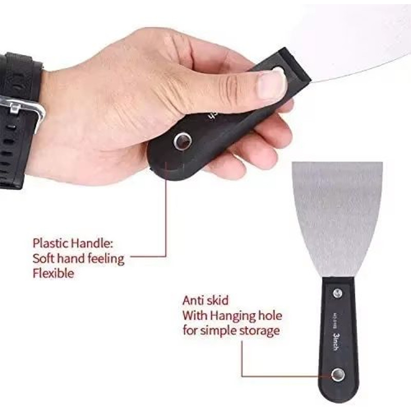 ProFlex 7Piece Carbon Steel Putty Knife  Scraper Set  SoftGrip Handle Kit With Storage Bag 3