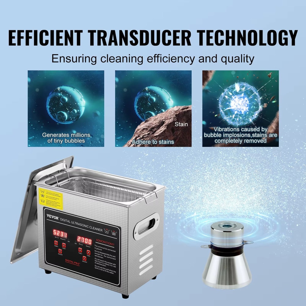 ProClean StainlessSteel Ultrasonic Cleaner Portable Home Cleaning Machine 2 L 30 L Capacity 2