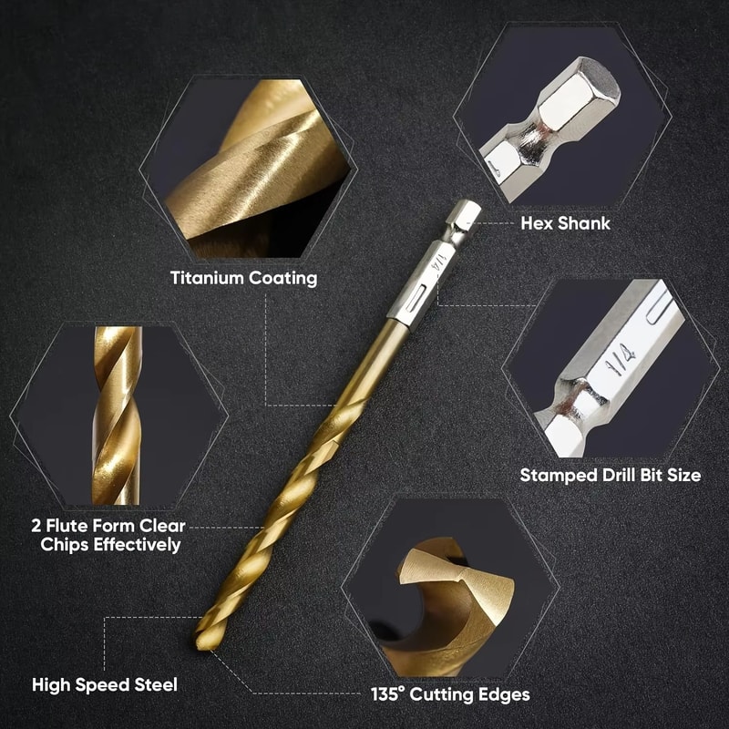 Titanium Plus HexShank HSS Drill Bit Kit 5099 Pc MetalWoodPlastic Drill Set 3