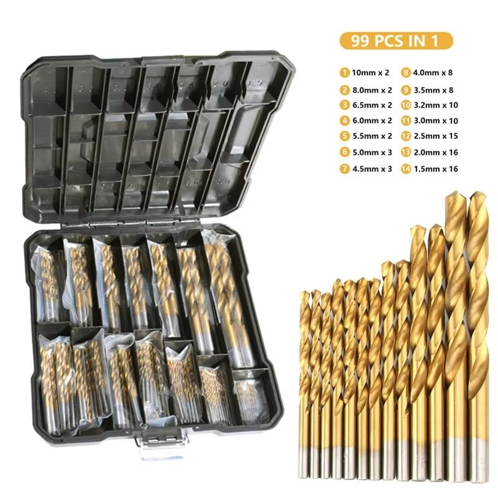 Titanium Plus HexShank HSS Drill Bit Kit 5099 Pc MetalWoodPlastic Drill Set 8