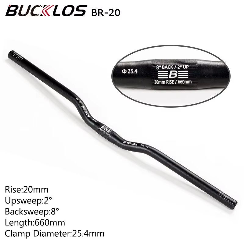 BUCKLOS ProFit Alloy MTB Handlebar Choose 318 Mm Or 254 Mm Clamp 620660720780 Mm Width 19
