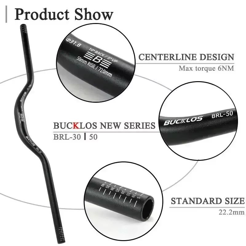 BUCKLOS ProFit Alloy MTB Handlebar Choose 318 Mm Or 254 Mm Clamp 620660720780 Mm Width 4