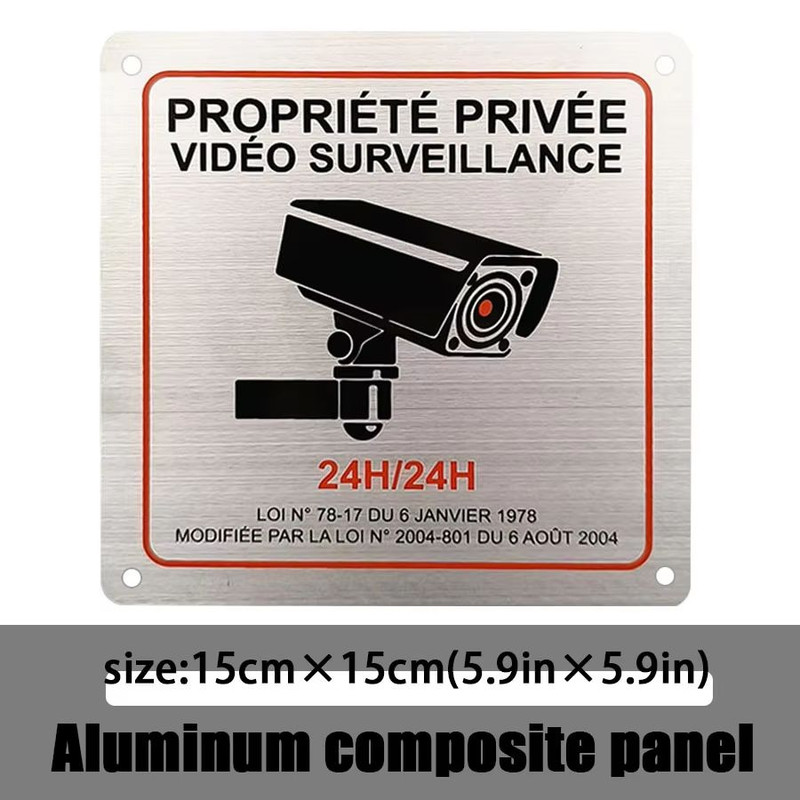 Premium French Aluminum Alloy Private Property Video Surveillance Sign 0