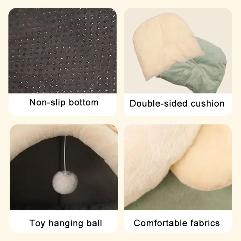Deep Sleep Cartoon Cat Bed  Foldable Washable Pet Sleeping Mat  Cave 4