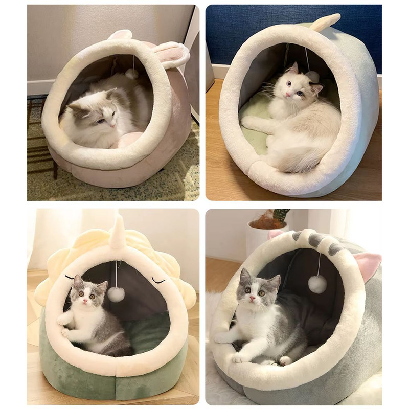 Deep Sleep Cartoon Cat Bed  Foldable Washable Pet Sleeping Mat  Cave 5