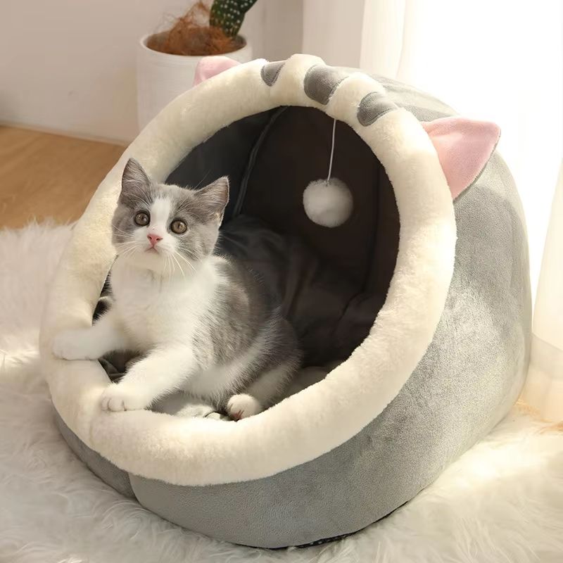 Deep Sleep Cartoon Cat Bed  Foldable Washable Pet Sleeping Mat  Cave 6