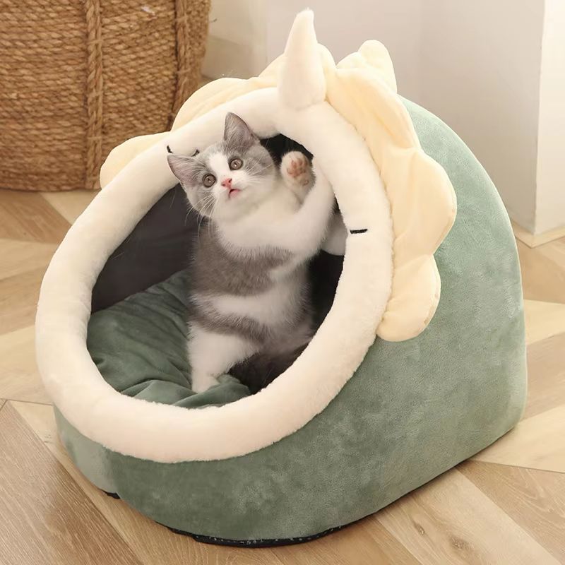 Deep Sleep Cartoon Cat Bed  Foldable Washable Pet Sleeping Mat  Cave 7