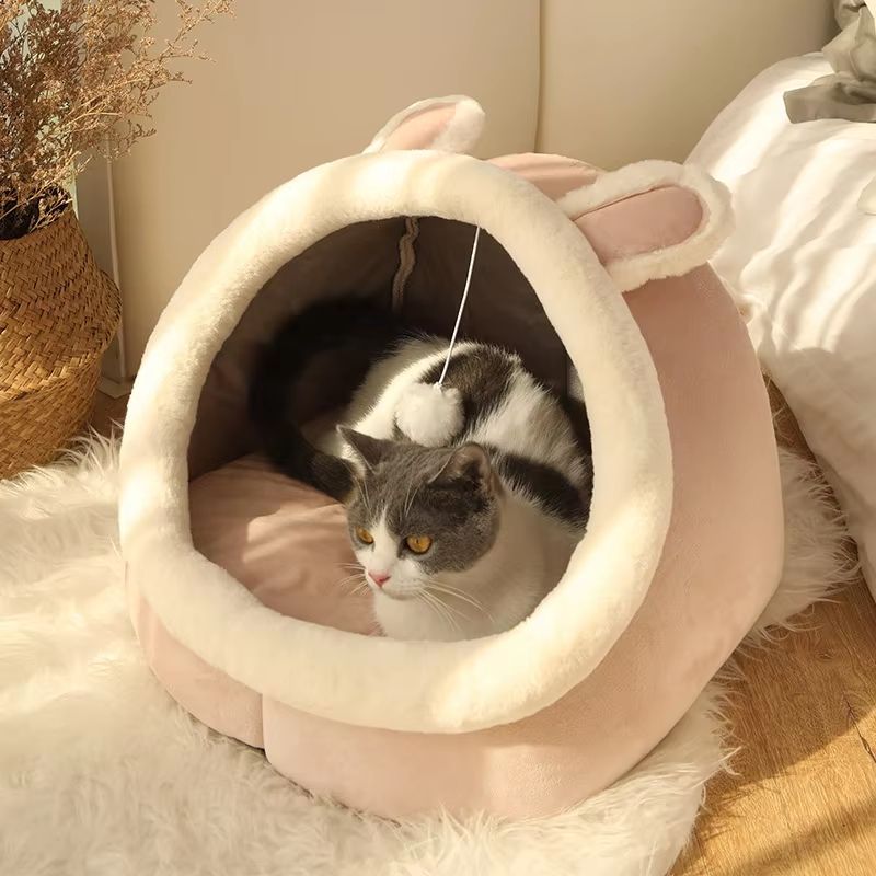 Deep Sleep Cartoon Cat Bed  Foldable Washable Pet Sleeping Mat  Cave 8