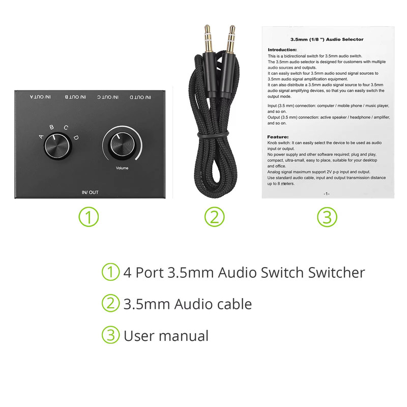 42 Way 35mm Stereo Audio Switcher  BiDirectional Splitter Box With Mute 4