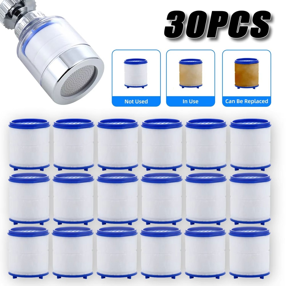 30PCS Faucet Shower Water Filter Cartridges Dual PP Cotton Replacement For Kitchen Bath 0