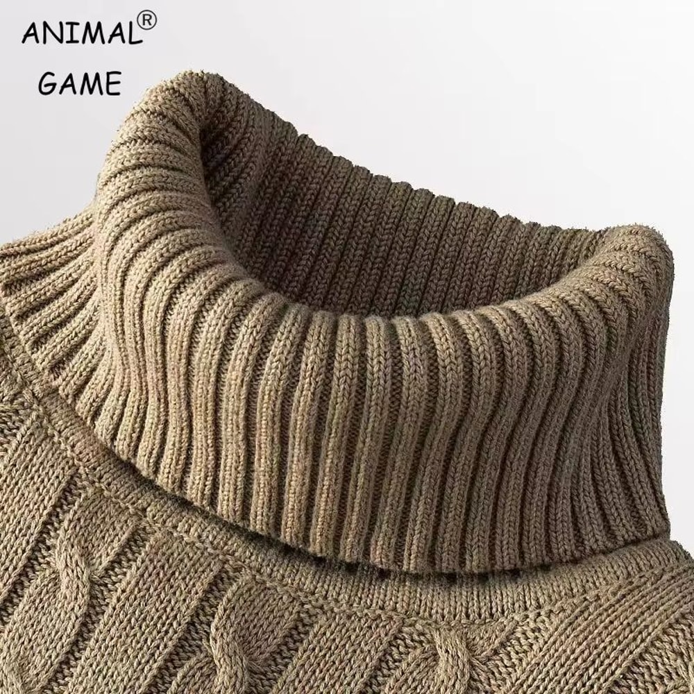 Mens Turtleneck Sweater Casual Rollneck Knitted Wool Jumper For Warmth 0