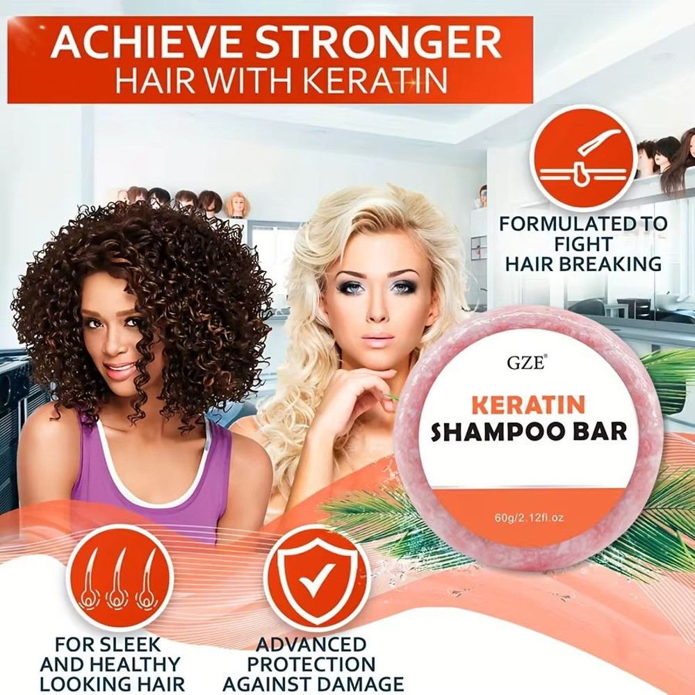 Keratin Shampoo Bar  Thickening  AntiFrizz Soap For Dry Damaged Curly Or ColorTreated Hair 2