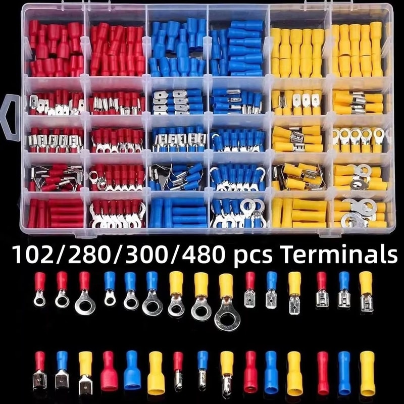 AllInOne Insulated Crimp Terminal Connector Kit Male Female Wire Terminal Assortment 0