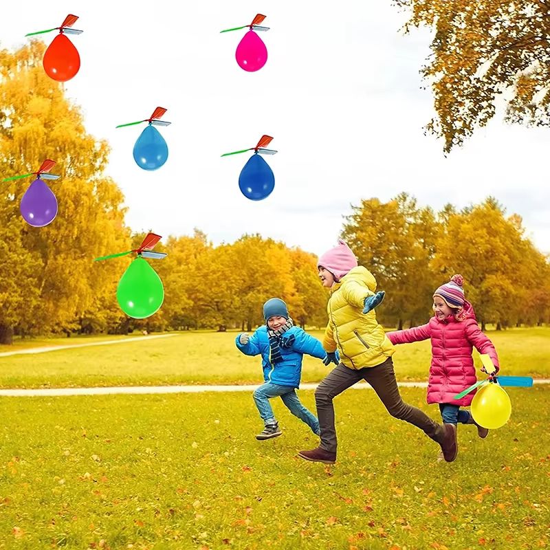 SkySpin Balloon Helicopter Toy Set  6 Pieces Outdoor Flying Fun For Kids 0