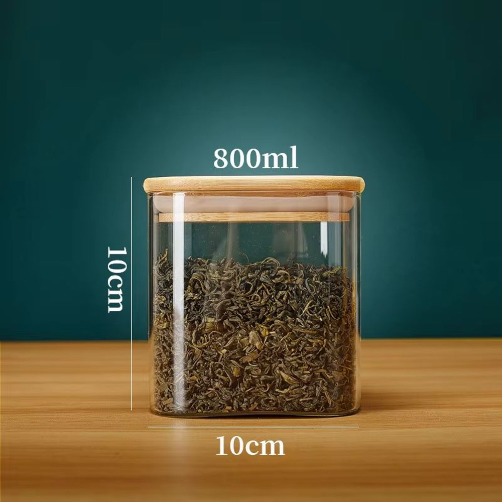 Eco Stack Square Glass Storage Jars With Bamboo Lid  Stylish Airtight Canisters For Coffee Grains   6