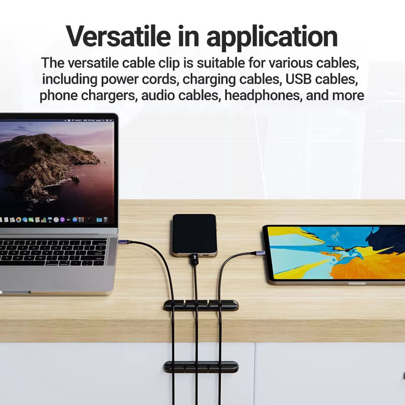 Adhesive Cable Holder Clips Cord Management Wire Organizer For Desktop USB Charging Cable Nightstan 5
