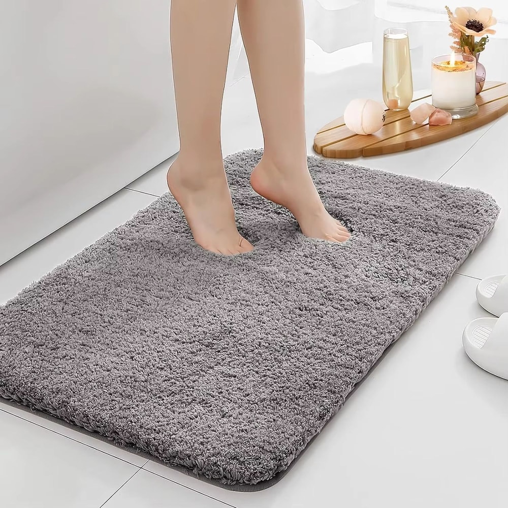 UltraAbsorbent AntiSlip Bathroom Mat Thick LongHair MachineWashable Toilet Rug 9