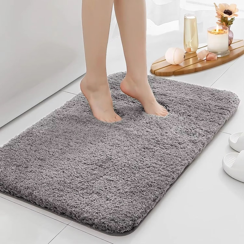 UltraAbsorbent AntiSlip Bathroom Mat Thick LongHair MachineWashable Toilet Rug 9