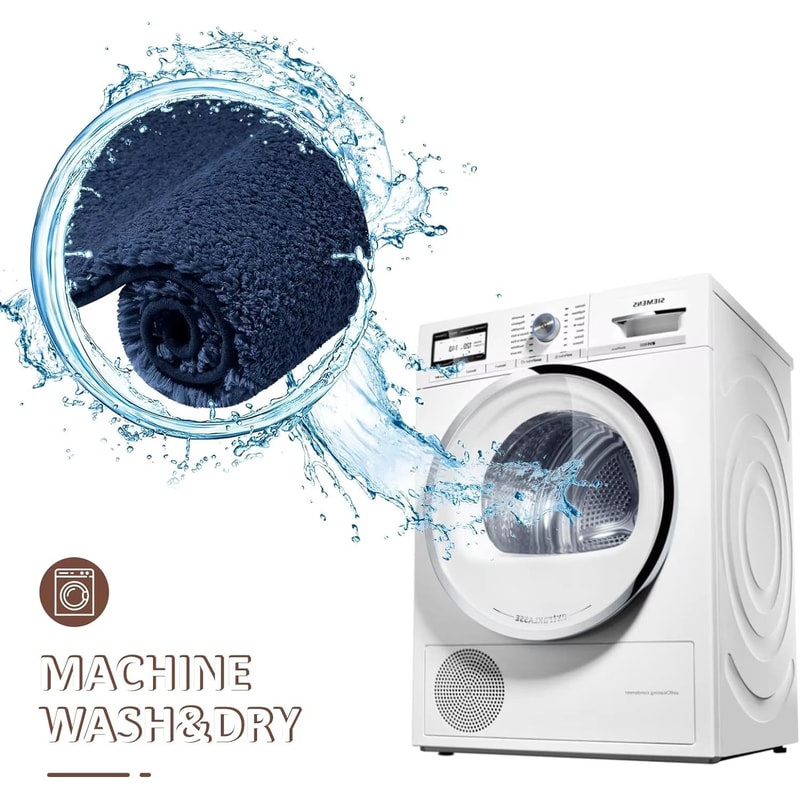 UltraAbsorbent AntiSlip Bathroom Mat Thick LongHair MachineWashable Toilet Rug 5