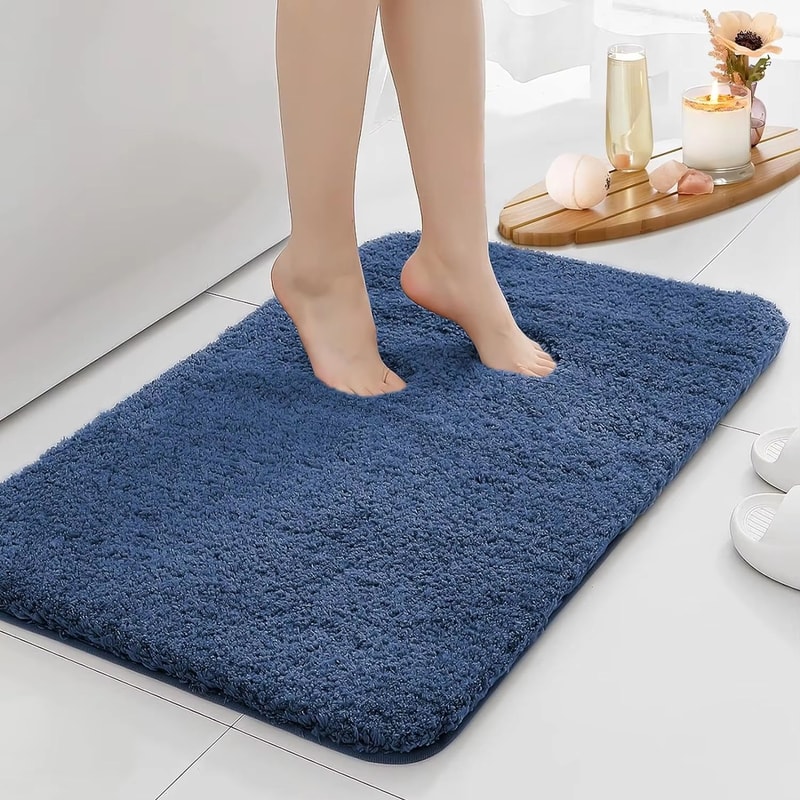 UltraAbsorbent AntiSlip Bathroom Mat Thick LongHair MachineWashable Toilet Rug 7