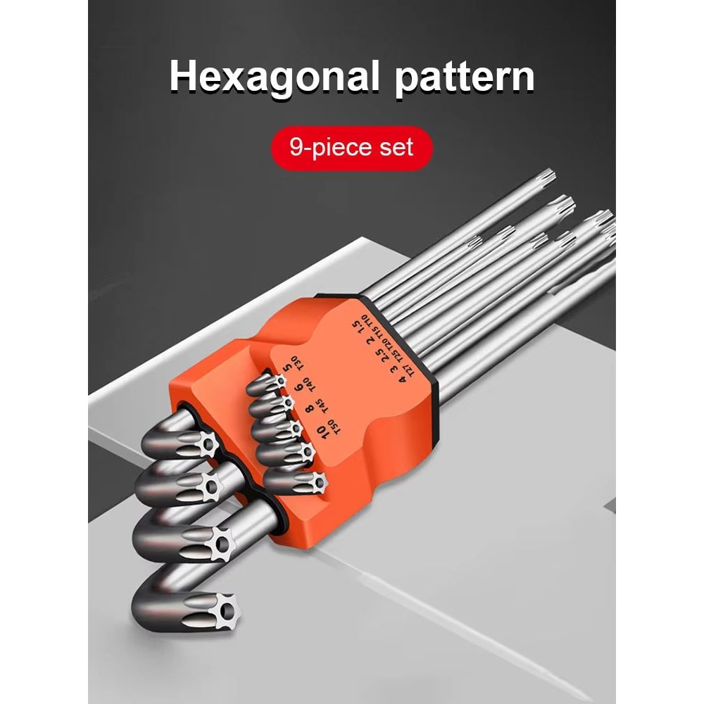9Piece DualEnd LType Torx Star Wrench Set Precision Plum Blossom Allen Keys For Hand Repair 0