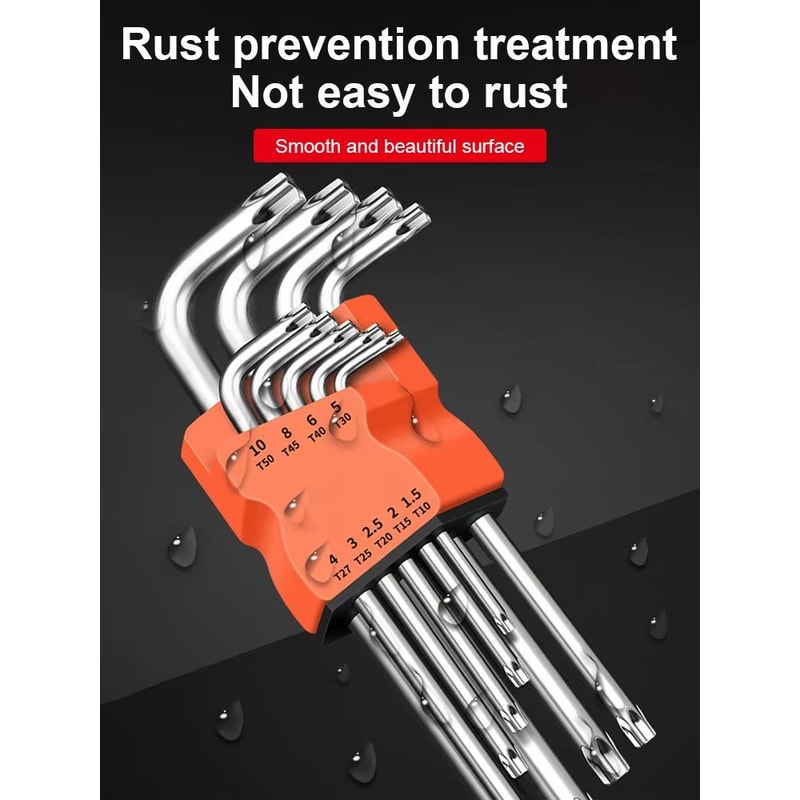 9Piece DualEnd LType Torx Star Wrench Set Precision Plum Blossom Allen Keys For Hand Repair 2