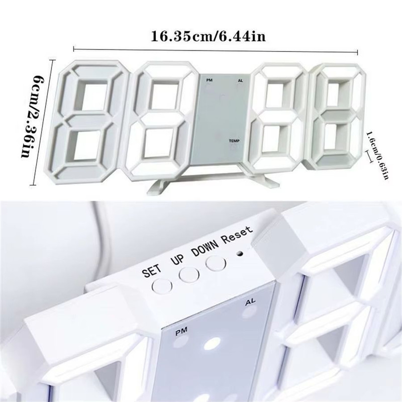 3D LED Digital Wall Clock  Adjustable Glow Night Mode For Bedroom  Room Decor 1