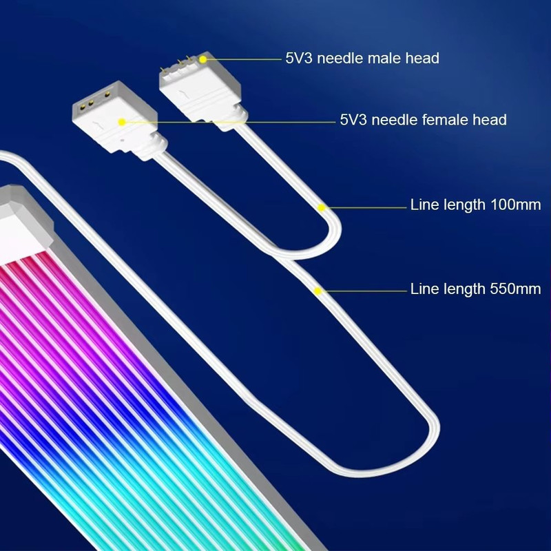 RGB PSU Cable Extension Kit  5V 3Pin ARGB Sync For 68121624Pin Connectors 4