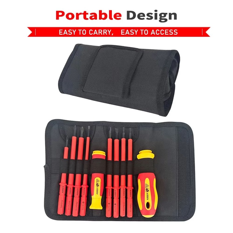 10Piece VDE Insulated Interchangeable Blade Screwdriver Set With Magnetic Tips 500V Rated Includes 5