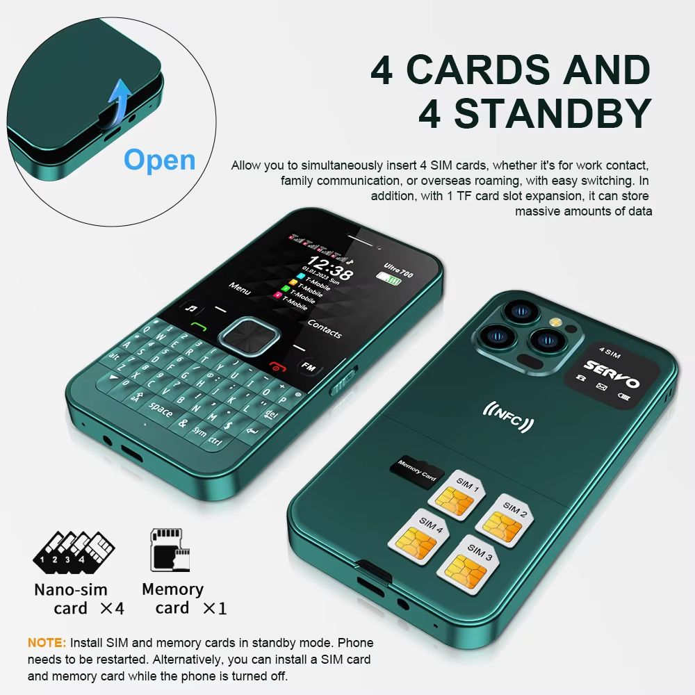 MultiLine Pro 4SIM QWERTY Feature Phone  Speed Dial  TypeC 1