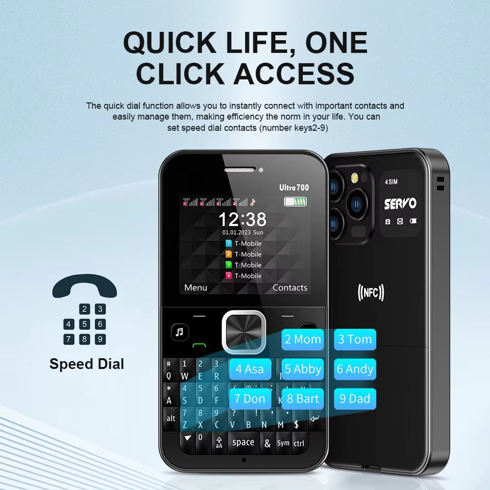 MultiLine Pro 4SIM QWERTY Feature Phone  Speed Dial  TypeC 3