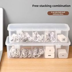 clearview tech-organiser box – transparent dust-proof cable & accessory storage case
