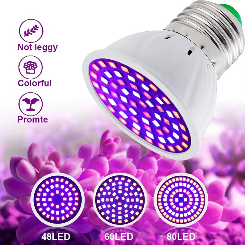 GreenGrowth FullSpectrum E27 LED Grow Bulb  6080 LEDs 220 V For Indoor Plants 0