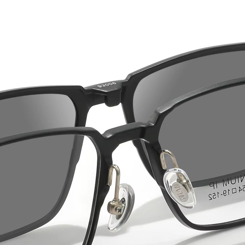 TitanVision 3in1 Pure Titanium Square Frame  ClipOn Polarized  NightVision Lenses Included 2