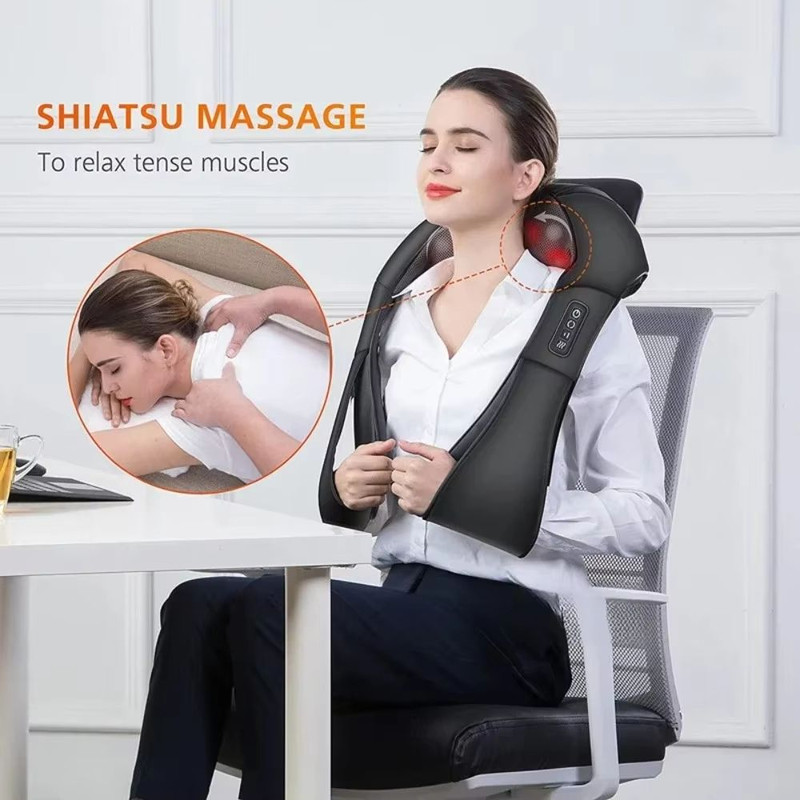 RelaxHeat Shiatsu Neck  Shoulder Massage Shawl  HotCompress Electric Cervical Traction  Kneading Wr 1