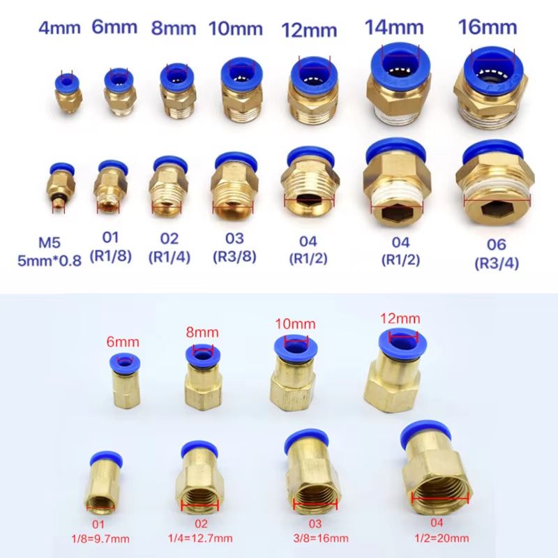 QuickFit Pneumatic Air Connector  PCPCFPLPLF Series 4mm6mm8mm Tube 18inch12inch Thread 4