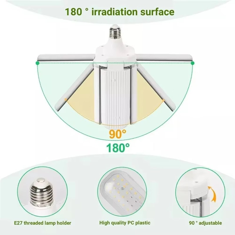 PlantFlex Foldable FullSpectrum LED Grow Light Bulb 243648 W E27 Indoor Plants Flowers Seedlings 5