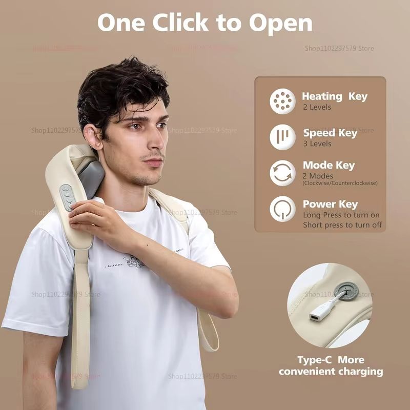 RelaxWave Wireless Neck  Shoulder Massager Shawl  Trapezius  Back Kneading Therapy 1