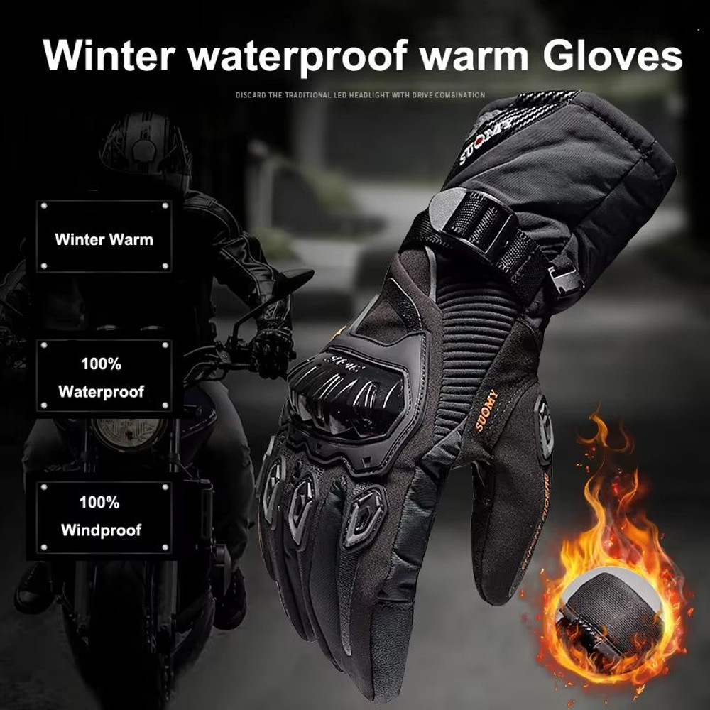 SUOMY Winter Waterproof TouchScreen Motorcycle Gloves  Windproof Warm Biker Gloves For Men 3